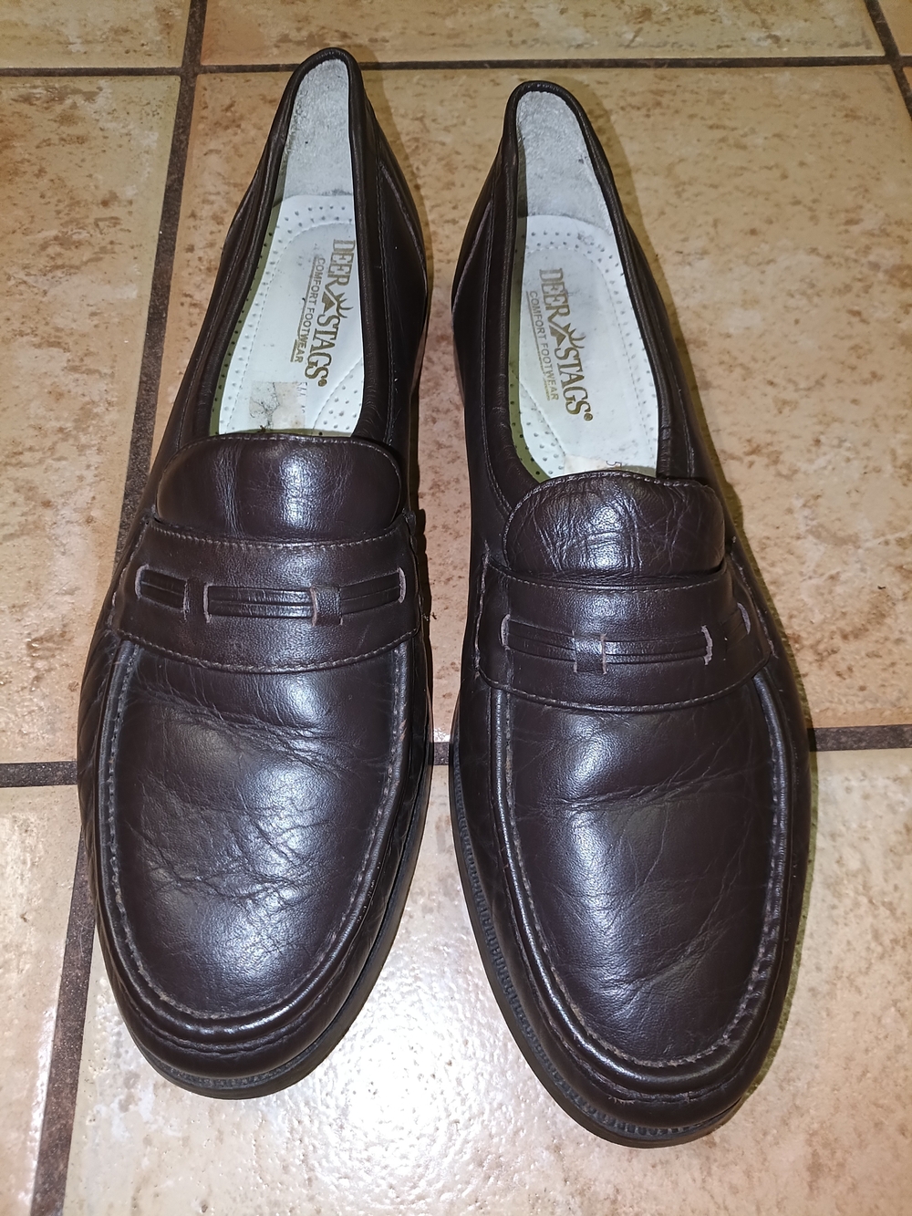 Deer Stags Dark Brown Leather Slip-On Penny Loafers